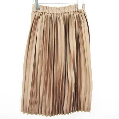 アースミュージック&エコロジー EARTH MUSIC & ECOLOGY プリーツ ロング スカート F 光沢 ベージュ kz13925