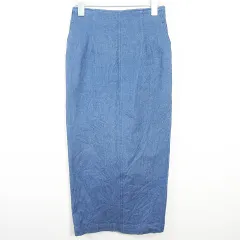 ローリーズファーム LOWRYS FARM デニム タイト スカート ロング丈 スリット ストレッチ M ライトブルー kz13929