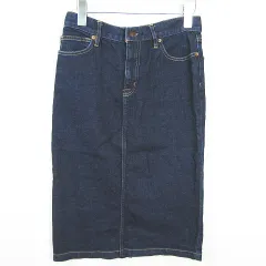 無印良品 良品計画 デニム タイト スカート 膝下丈 ストレッチ S ネイビー kz13933