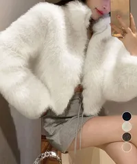 ファージャケット ふわふわファーボレロ冬