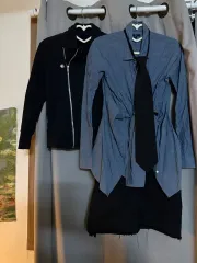 ヴィンテージ y2k プレッピー コーディネートセット (ギャップ シャツ + ブラック スカート/ジャケット セット)