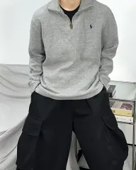 ポロ ラルフローレン グレー ハーフジップアップ L