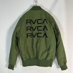 RVCA MA-1 フライトジャケット　ビッグ刺繍ロゴ　カーキ　裏地キルティング