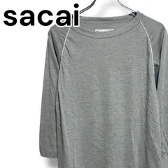 sacai サカイ グレー トップス Tシャツ カットソー 七分丈 レディース カジュアル ビジネス 上質素材 Mサイズ相当 001355H