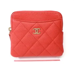 美品 シャネル クラシック ジップ コインパース フラグメント コインケース ランダム番 キャビアスキン オレンジ系 AP2061 CHANEL /34502