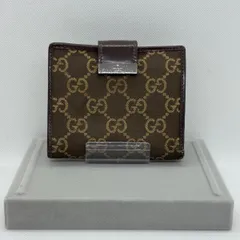 GUCCI グッチ GGキャンバス 二つ折り財布 ブラウン レザー コンパクト 正規品