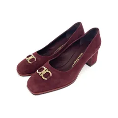 Salvatore Ferragamo サルヴァトーレフェラガモ パンプス 表記サイズ:5 1/2 チャンキーヒール　ガンチーニ　スエード    ボルドー  / 241014005055