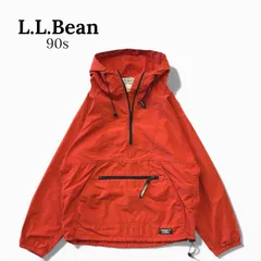 90s L.L.Benan エルエルビーン アノラックパーカー ナイロン マウンテン 薄手 撥水 三角タグ オレンジ ★M203