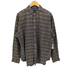 ラルフローレン RALPH LAUREN 90S CLASSIC FIT 同色 ポニー 刺繍 マドラス チェック L/S ボタンダウン シャツ メンズ import：XL 