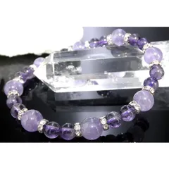 ★ラベンダーアメジスト＆アメジストブレスレット【ラベンダーアメジスト高級８ｍｍ珠、アメジスト高級６ｍｍ珠】※内径サイズ：約１４〜１８ｃｍ選択可能（Lavender Amethyst、Amethyst、紫水晶） パワーストーン ブレスレット 天然石 ブレスレット