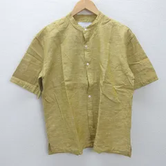 g■アダムエロペ/adam et Rope' バンドカラー半袖シャツ/コットン【M】黄/men's/94【中古】■