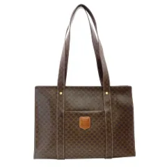 セリーヌ CELINE マカダム トートバッグ ブラウン系 PVC ショルダー ヴィンテージ 7-12-755