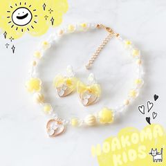 little princess* cat heart yellow 키즈 귀걸이 키즈 목걸이 세트 키즈 액세서리 선물 소녀 생일 선물 옐로우 고양이 고양이 noakoma kids