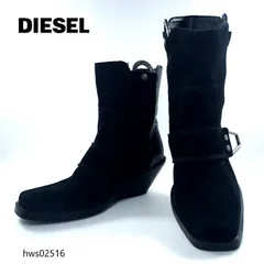 DIESEL ショートブーツ リング スクエアトゥ ベルト スエード 36 ブラック レディース ディーゼル hws02516