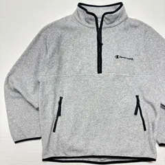 【70-80s】Champion チャンピオン フリース ジャケット ハーフジップ 70s 80s ヴィンテージ USA製 M相当プロダクツタグ グレー S 筆記体ロゴ レトロ アウトドア 古着 メンズ レディース ユニセックス トップス 冬【3106ST】