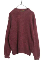 【お得なクーポン配布中!】 80s エディーバウアーウール ニット セーター メンズ M 黒タグ 古着 ヴィンテージ クルーネック ミドルゲージ シンプル 無地 バーガンディ