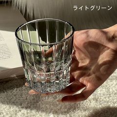 星芒ロックカップ 水晶ガラス 無鉛 切子風 200ml 手作りカット ウイスキーグラス 高級感 おしゃれ ギフト ライトグリーン