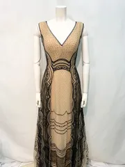 2048 Settan ERUKEI エルケイ　キャバクラ　ロングドレス　ドット　レース　刺繍　ノースリーブ　イベント　キャバドレス　0サイズ