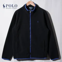 ポロラルフローレン Polo by Ralph Lauren フリースジャケット XL ブラック ブルー ロゴ刺繍 ワンポイント ストリート オーバーサイズ アメカジ Y2K 古着 N620
