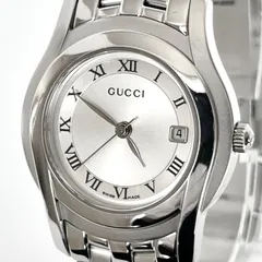【グッチ 5500L レディース 腕時計 磨き済み 美品】GUCCI 電池新品 シルバー文字盤