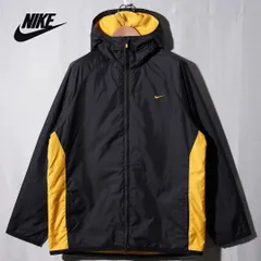 00s ナイキ NIKE フリース ナイロンジャケット XL ブラック イエロー クライマフィット CLIMA-FIT ロゴ刺繍 ラグラン オーバーサイズ ストリート スポーツミックス 古着 N520