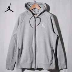 美品 ナイキ NIKE エアジョーダン AIR JORDAN ジップパーカー L グレー ロゴ刺繍 ラグラン ストリート スポーツミックス 裏毛 パイル 古着 N323