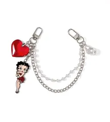 Betty Boop　ベティちゃん　ファッションチェーン　バッグチェーン　バッグアクセサリー　デニムアクセサリー　デニムチェーン　チャーム　ハート　パール　ベティブープ　大人可愛い　可愛い　アメコミ　キャラクター　平成　レトロ　ギフト　プレゼント　海外雑貨のサムネイル
