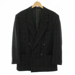 ジャンニヴェルサーチ ヴェルサーチェ GIANNI VERSACE テーラードジャケット ダブル チェック柄 ハンガー付き 黒 ブラック 緑 グリーン 黄 イエロー /YTのサムネイル