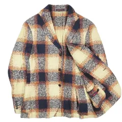 ザジジ THE GIGI DEGAS チェック柄 テーラード ジャケット 3B ブレザー ウール モヘヤブレンド 本切羽 サンドベンツ 上着 イタリア製 サイズ48 M ネイビー メンズ YBA11のサムネイル