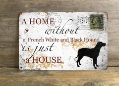 【French white and black hound/フレンチ・ホワイト・アンド・ブラック・ハウンド】 メタルプレート メッセージ 犬 雑貨 グッズ アート ポスター おしゃれ インテリア 壁飾り アンティーク風 193