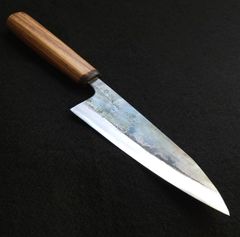 青紙1号 研ぎ直し黒打 万能包丁 165㎜ #8040 焼柄 月光作 青紙1号 研ぎ直し黒打 万能包丁 165㎜ #8040 焼柄 月光作 青紙1号 研ぎ