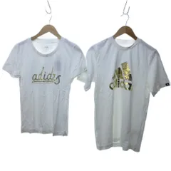 アディダス adidas 美品 Tシャツ カットソー 半袖 ロゴプリント 2点セット おまとめ 白 ホワイト M XL