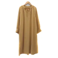 ミラオーウェン Mila Owen ワンピース ロング丈 長袖 スリットネック リボン F マスタード /YK33