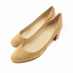 ファビオルスコーニ FABIO RUSCONI パンプス チャンキーヒール スエード 36.5 23.5cm キャメル /JS ■GY19