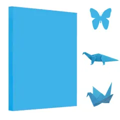 新品 折り紙 おりがみ 単色 青 A4 大きいサイズ 100枚入り 無地 両面同色 折紙 DIY 手芸用 ペーパーアート 手芸紙 千羽鶴 星 紙飛行機 折りがみ クラフト用紙 子供 知育 幼稚園 保育園 小学校用 大容量 徳用 ブルー