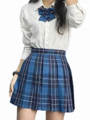 新品 [Yomuasf] JK 制服 プリーツスカート コスプレ チェック柄 学生服スクール制服 上下セット セーラー服 半袖シャツちょうネクタイ正統派 学生服 フル セットアップ スカート 可愛い コスチューム