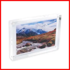 【特価商品】記念日 プレゼント ギフト 写真 フォトフレーム アクリルブロック 滑り止めシール付き 展示 クリア 透明 写真立て 両面使用可能 ディスプレイ 縦横兼用 マグネット 1個入り おしゃれ 170×120mm A6サイズ ポストカード はがき PF-