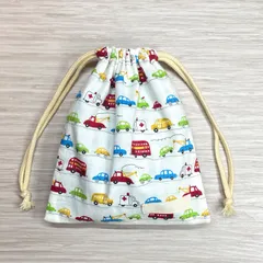 コップ袋 車柄 20×17 男の子 給食袋 巾着袋 入園入学準備 ☆ ハンドメイド