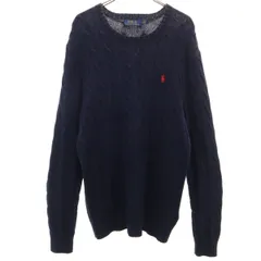 POLO RALPH LAUREN ポロラルフローレン 長袖 ケーブル ニット M ネイビー セーター メンズ 古着
