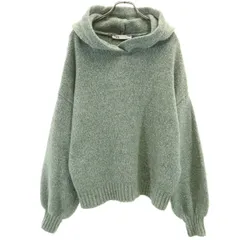 ZARA ザラ 長袖 ニット パーカー M グリーン系 レディース 古着