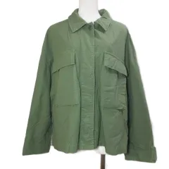 ジャーナルスタンダード JOURNAL STANDARD ミリタリーシャツ ジャケット ワイドシルエット エルボーパッチ 比翼仕立て 緑 グリーン /X