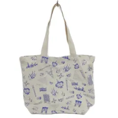 メゾンキツネ MAISON KITSUNE トートバッグ コットン 総柄 生成り 青紫