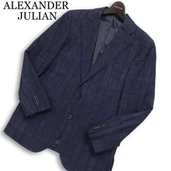 ALEXANDER JULIAN アレキサンダージュリアン カノニコ生地 ウール★ チェック テーラード ジャケット Sz.A5 メンズ 紺のサムネイル