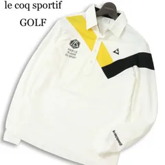 le coq sportif GOLF ルコック スポルティフ ゴルフ 通年 ロゴ刺繍★ 斜めライン 長袖 ポロシャツ Sz.M メンズ 白