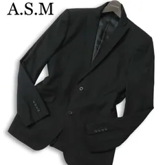 A.S.M アトリエサブ メン 通年 BUSINESS TIGHT 総裏★ レーヨン ストライプ テーラード ジャケット Sz.52 メンズ 黒 ASMのサムネイル