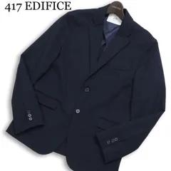 417 EDIFICE エディフィス 通年 背抜き★ アンコン テーラード ジャケット Sz.L メンズ 紺 ネイビー