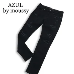 AZUL by moussy アズール マウジー ダメージ加工★ ストレッチ ブラック デニム スキニー パンツ ジーンズ Sz.M メンズ 黒