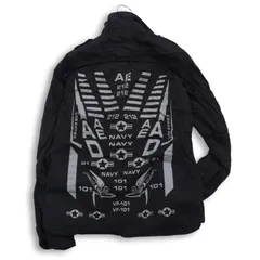 AVIREX VARSITY アヴィレックス 通年 ロゴ★ ミリタリー シャツ ブルゾン ジャケット Sz.XS メンズ 黒