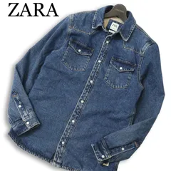 ZARA ザラ マン 現行タグ★ RELAXED FIT 秋冬 裏ボア USED加工 デニム ウエスタン シャツ ジャケット Sz.S メンズ