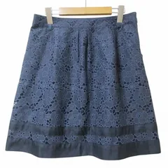 プライドグライド prideglide 美品 大きいサイズ スカート ひざ丈 タックフレア レース 44T XL相当 紺 ネイビー X